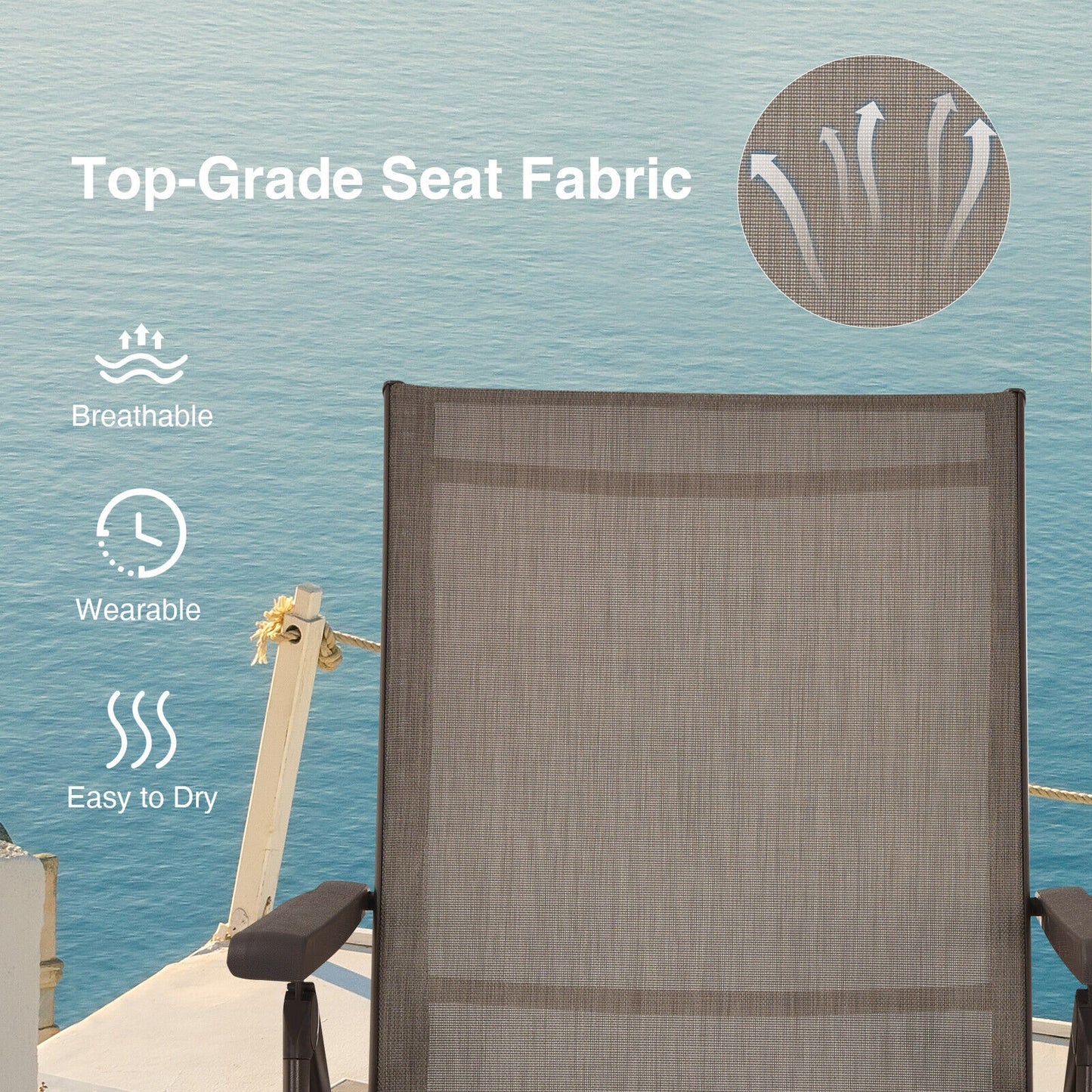 Foldable Chaise Lounge Chair with Adjustable Backrest