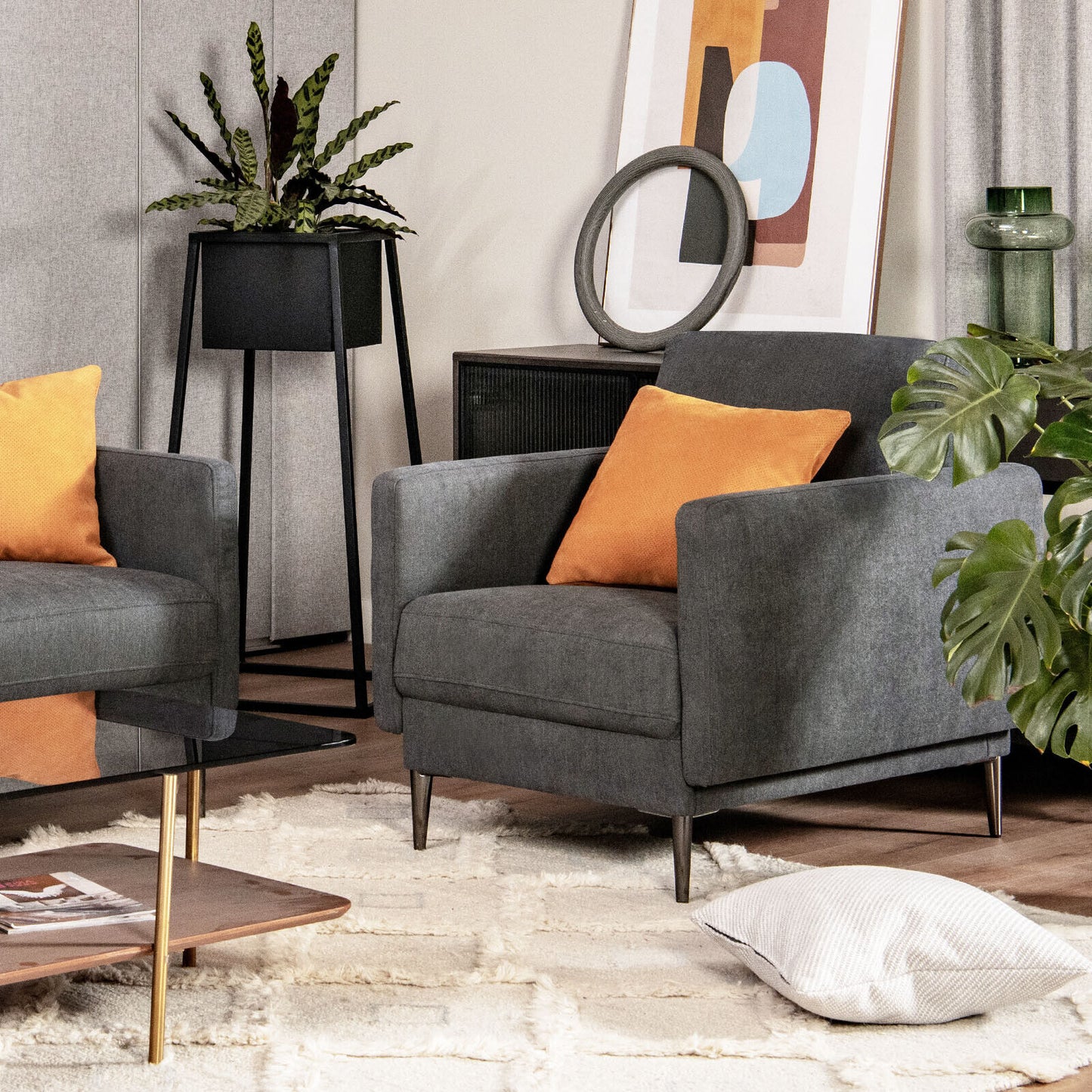 Upholstered Accent Chair with Removable Cushion