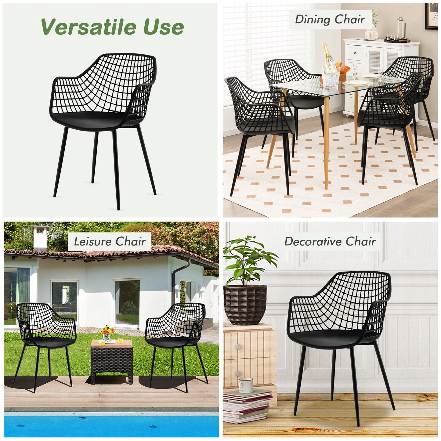 Modern Dining Chairs Set of 4 with Mesh Backrest