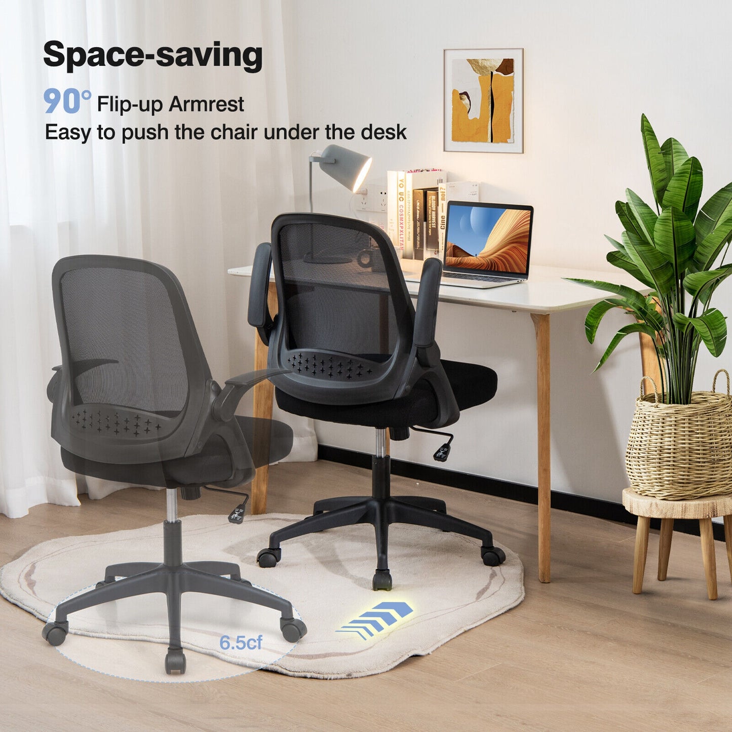 Mesh Office Chair with Flip-Up Armrests and Lumbar Support