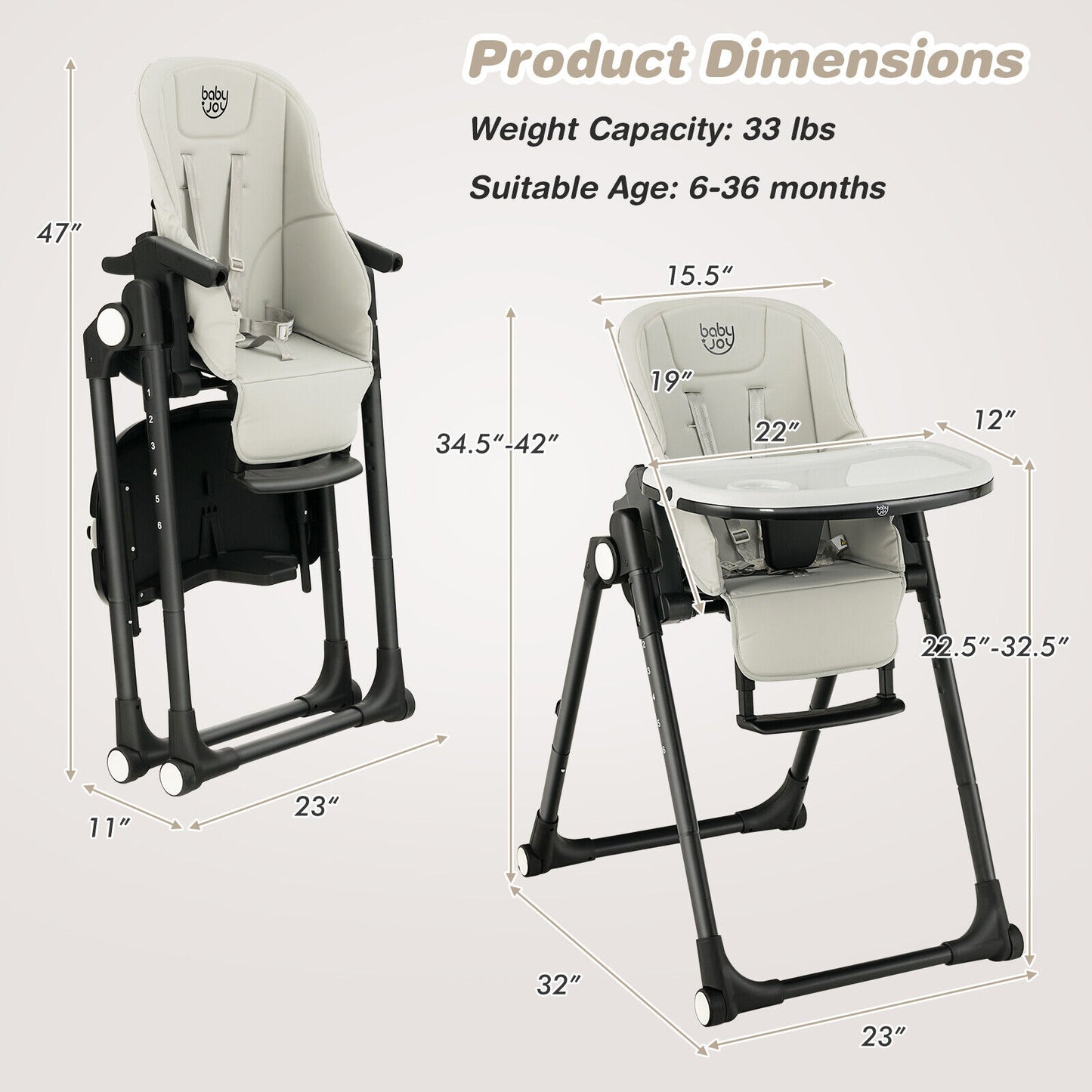 4-in-1 Adjustable Baby High Chair with Removable Tray