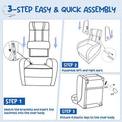 Kids Recliner Chair with Footrest and Side Pockets