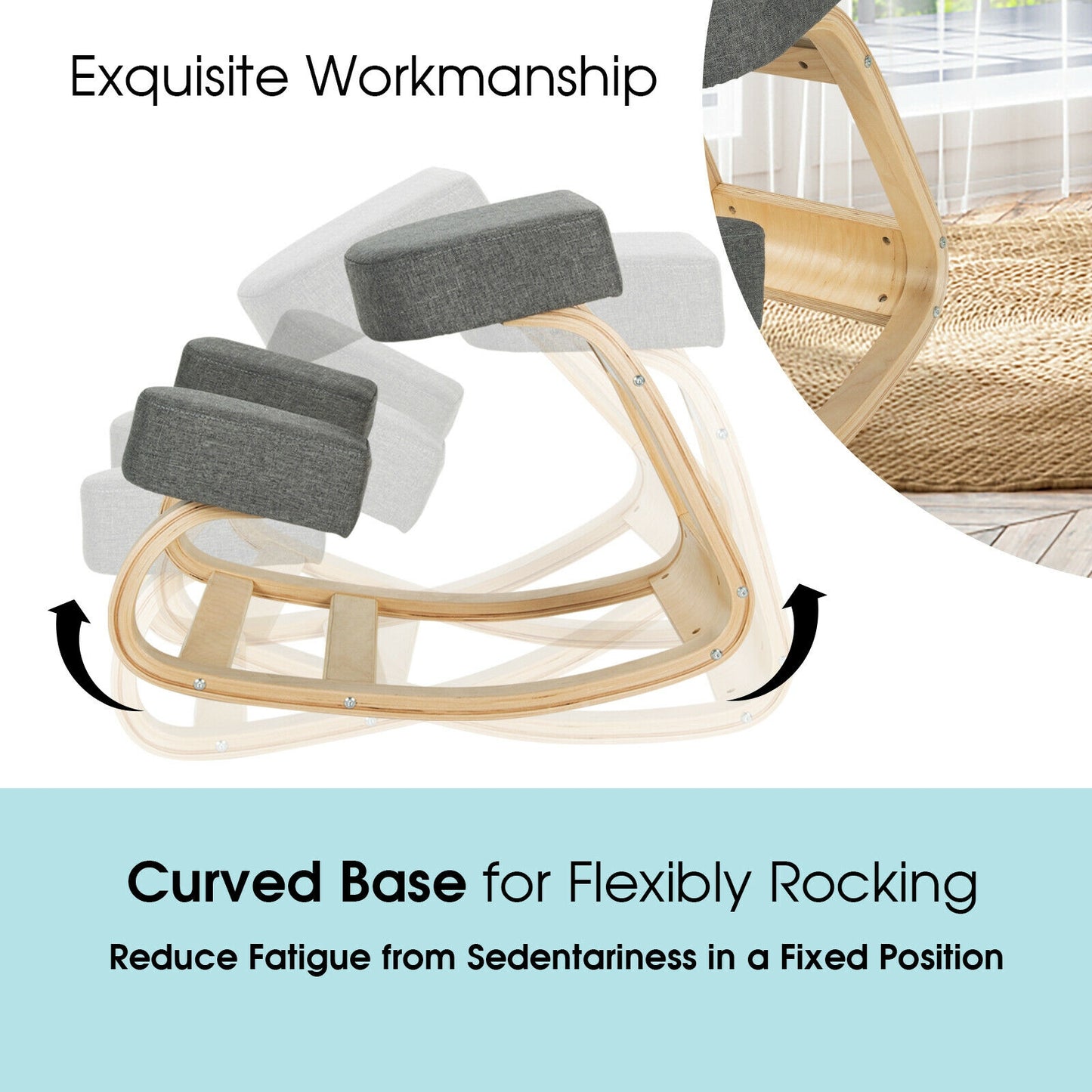 Ergonomic Kneeling Chair with Rocking Base - Gray