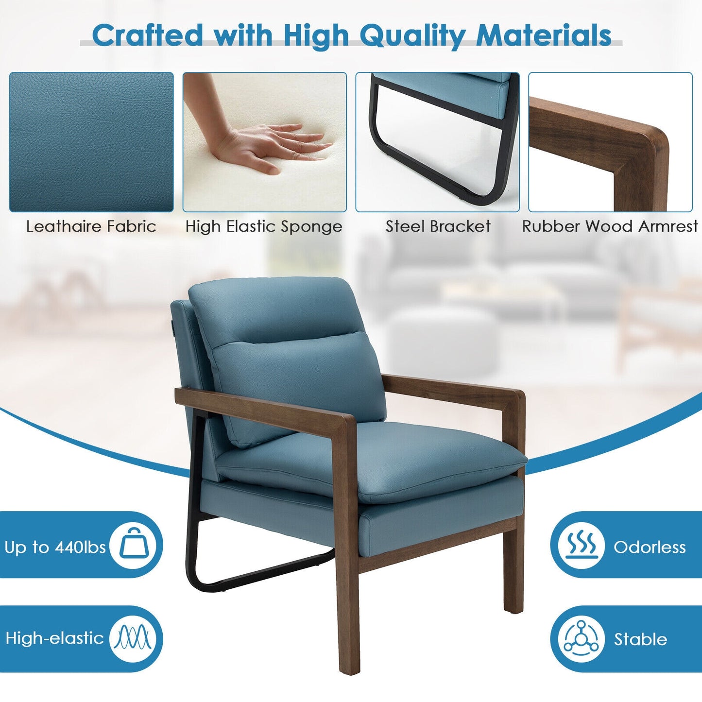 Accent Chair with Extra-Thick Padded Cushion