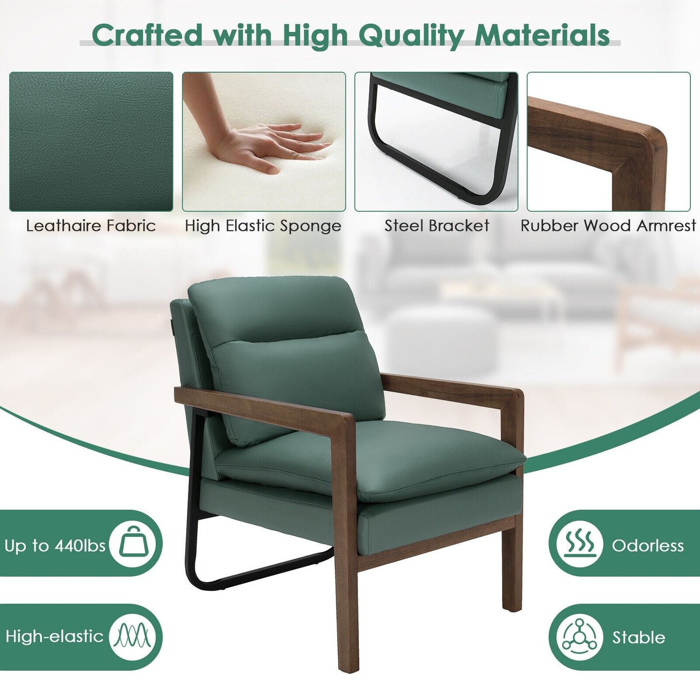 Accent Chair with Extra-Thick Padded Cushion