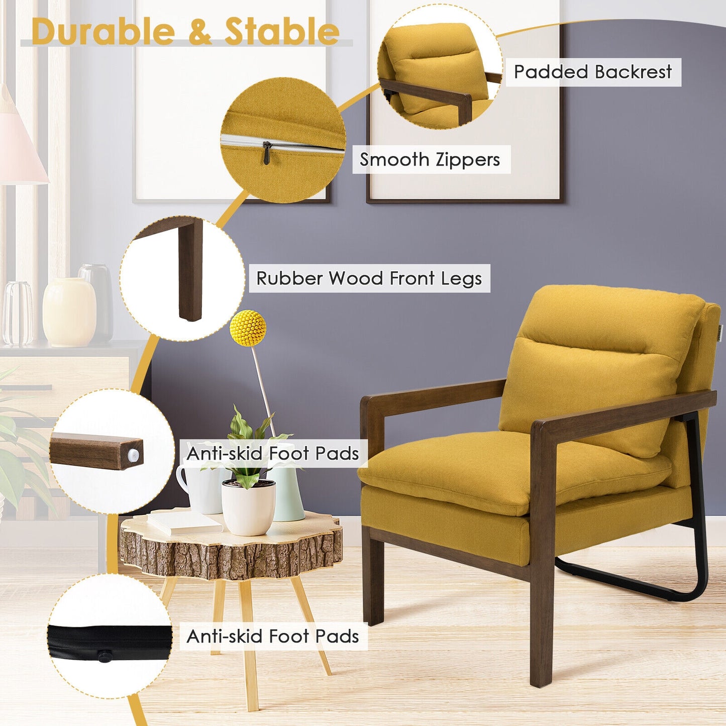 Accent Chair with Extra-Thick Padded Cushion