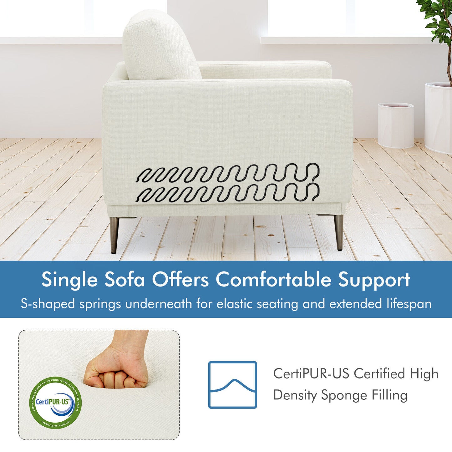 Upholstered Accent Chair with Removable Cushion