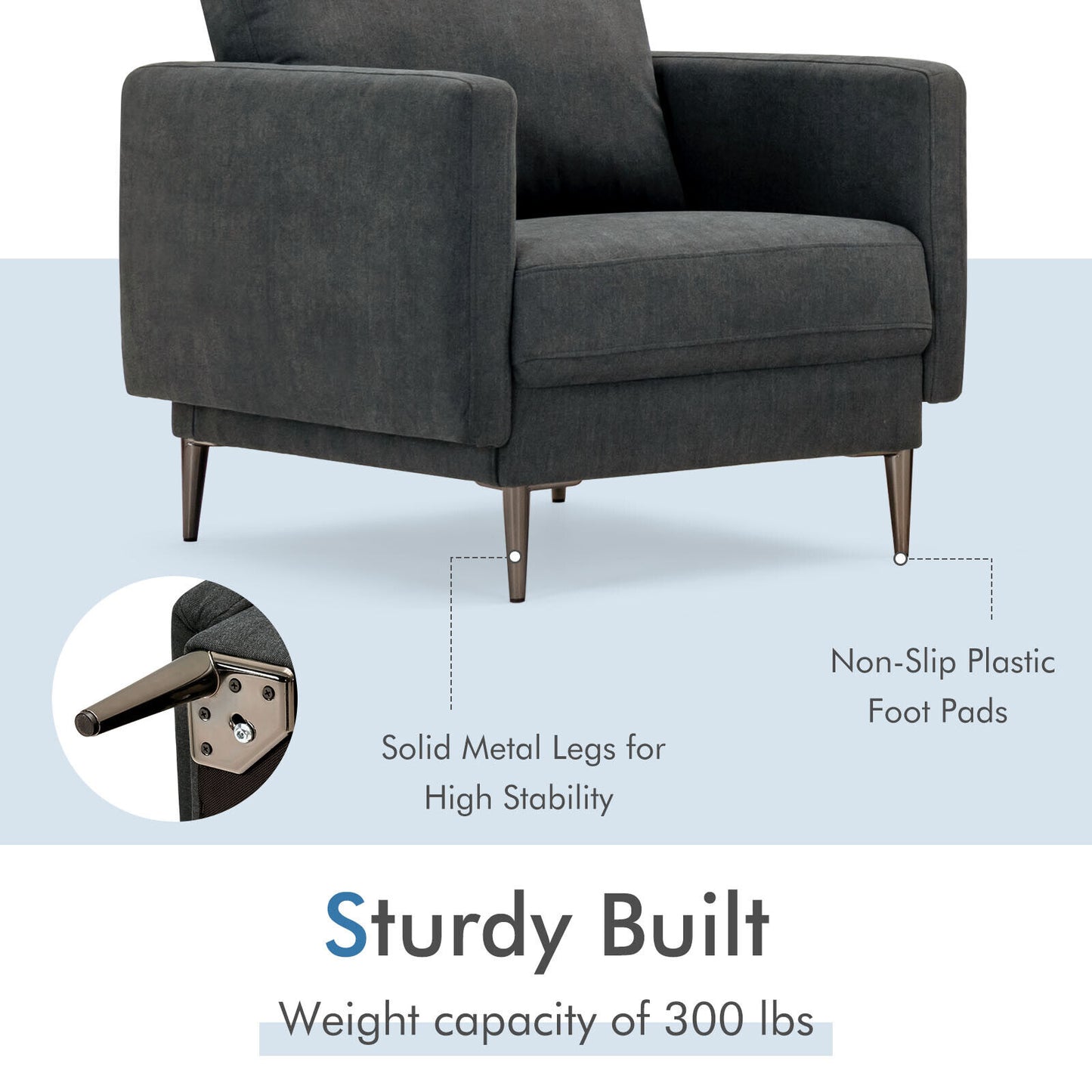 Upholstered Accent Chair with Removable Cushion