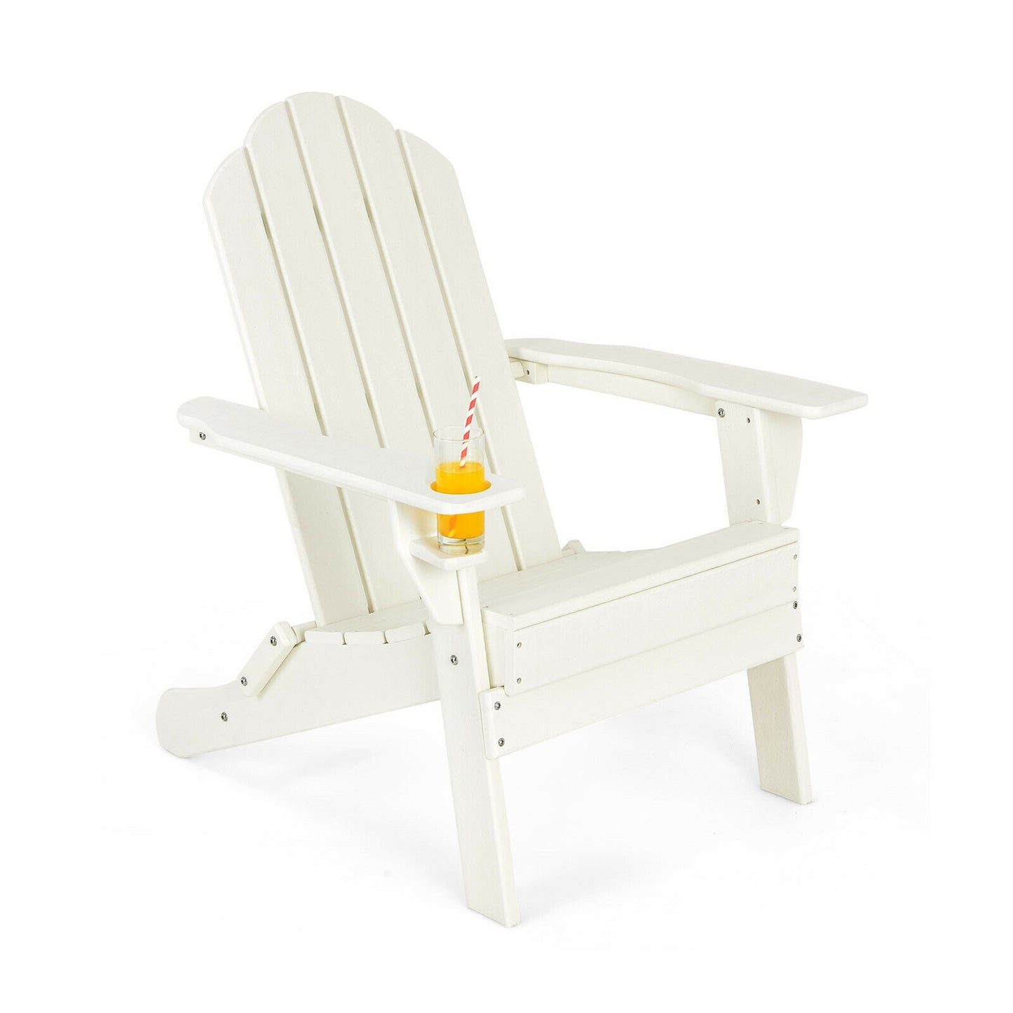 Foldable Adirondack Chair with Cup Holder - Weather Resistant