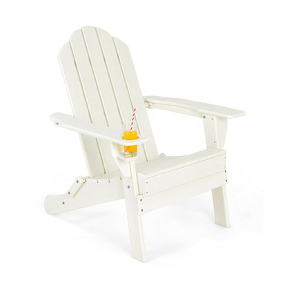 Foldable Adirondack Chair with Cup Holder - Weather Resistant