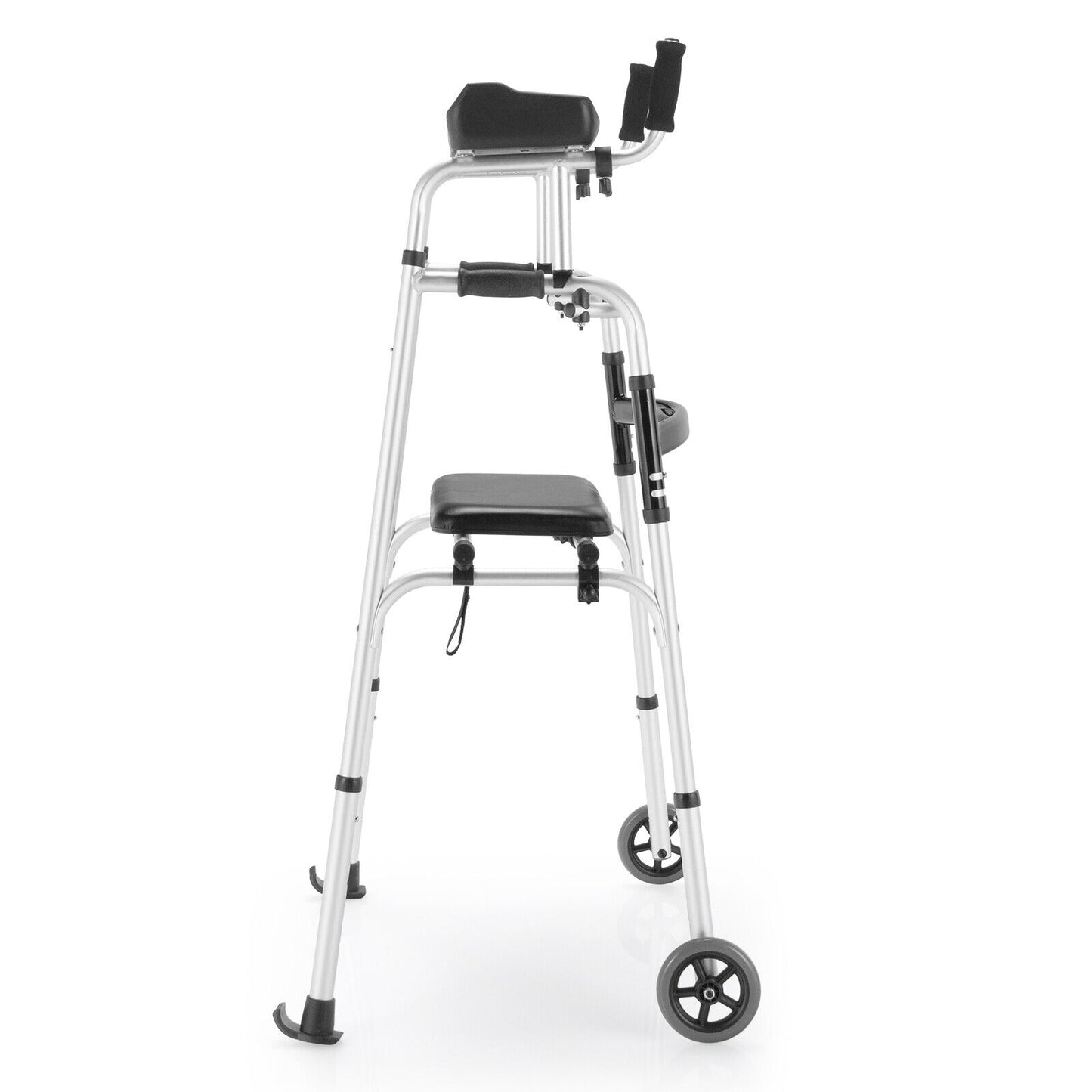 Height Adjustable Rolling Walker With Seat and Armrest Pad