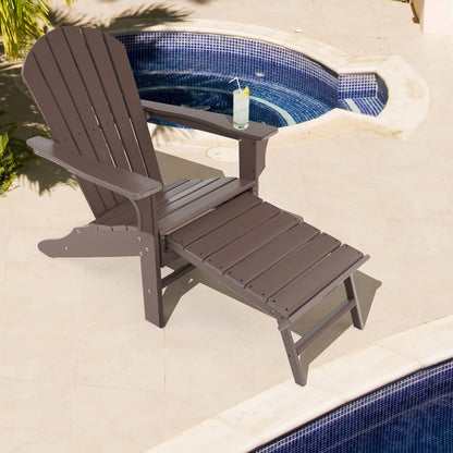 Adirondack Chair with Retractable Ottoman HDPE Outdoor
