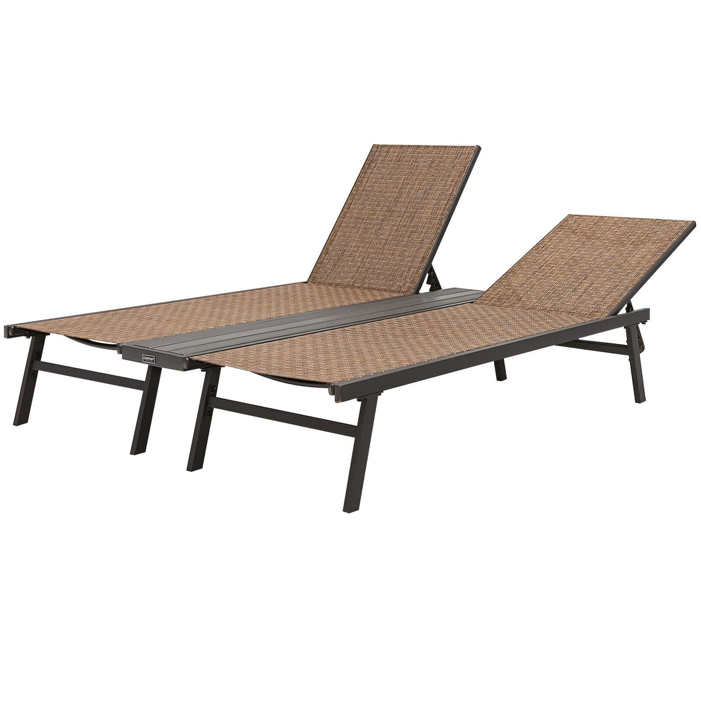 2-Person Patio Chaise Lounge with Adjustable Backrests