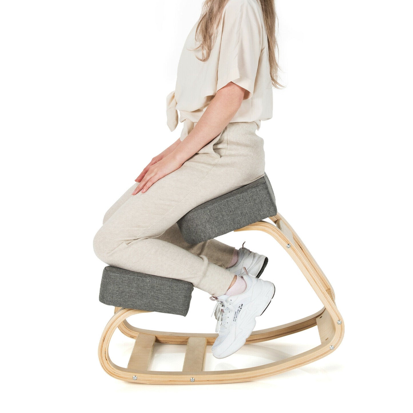 Ergonomic Kneeling Chair with Rocking Base - Gray