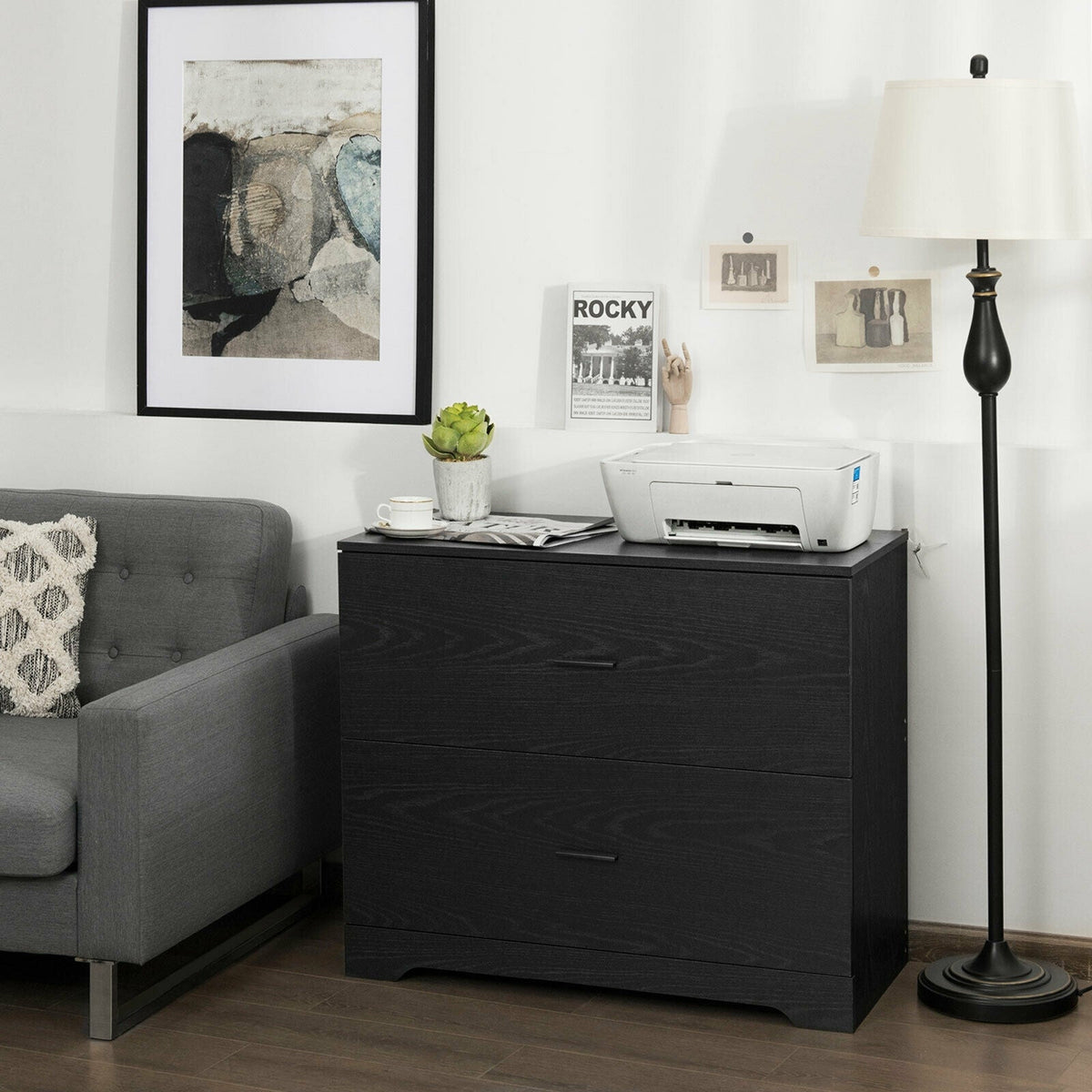 2-Drawer Lateral File Cabinet with Adjustable Bars for Home and Office