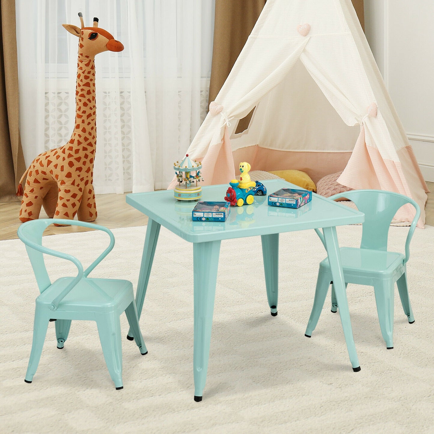 Kids Square Steel Activity Table 27 Inch - Blue