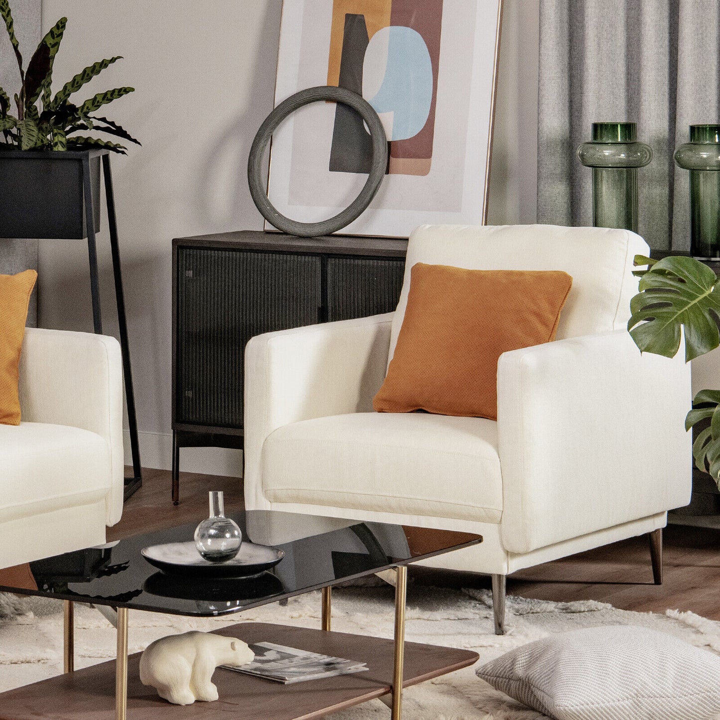 Upholstered Accent Chair with Removable Cushion