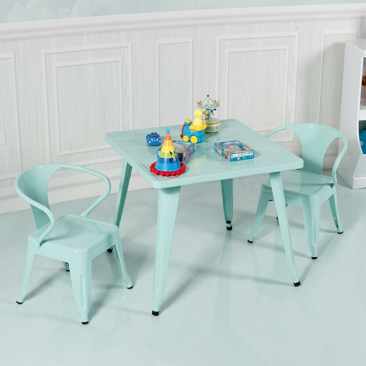 Kids Square Steel Activity Table 27 Inch - Blue