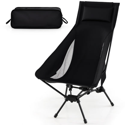 High Back Portable Camping Chair with Pillow and Carry Bag