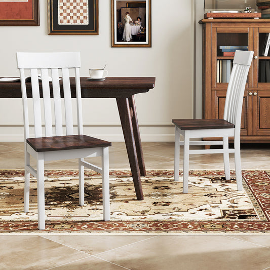 Dining Chairs with Slatted High Backrest, Set of 2