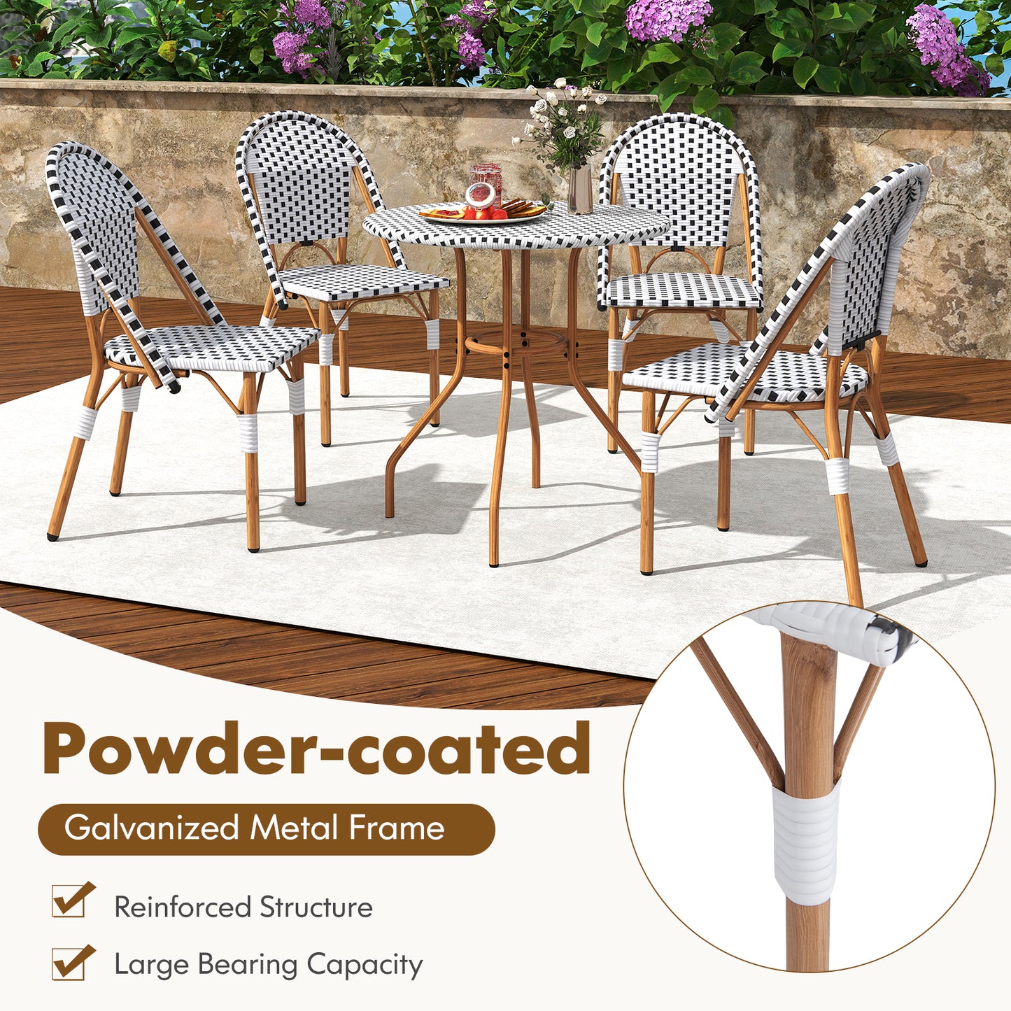 3-Piece Bistro Patio Dining Set with Round Table & 2 Chairs