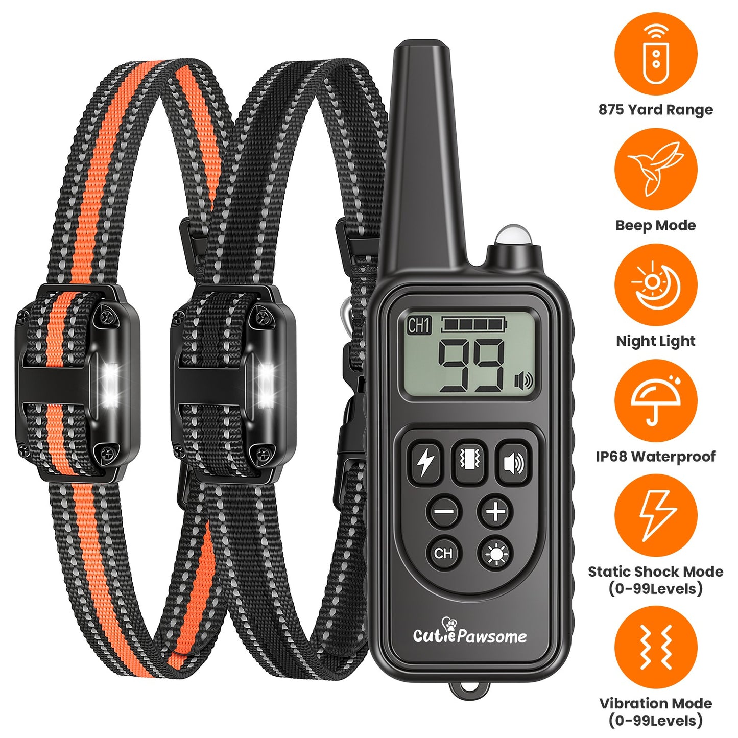 Dog Training Collar Receiver with Adjustable Belt IP67 Waterproof