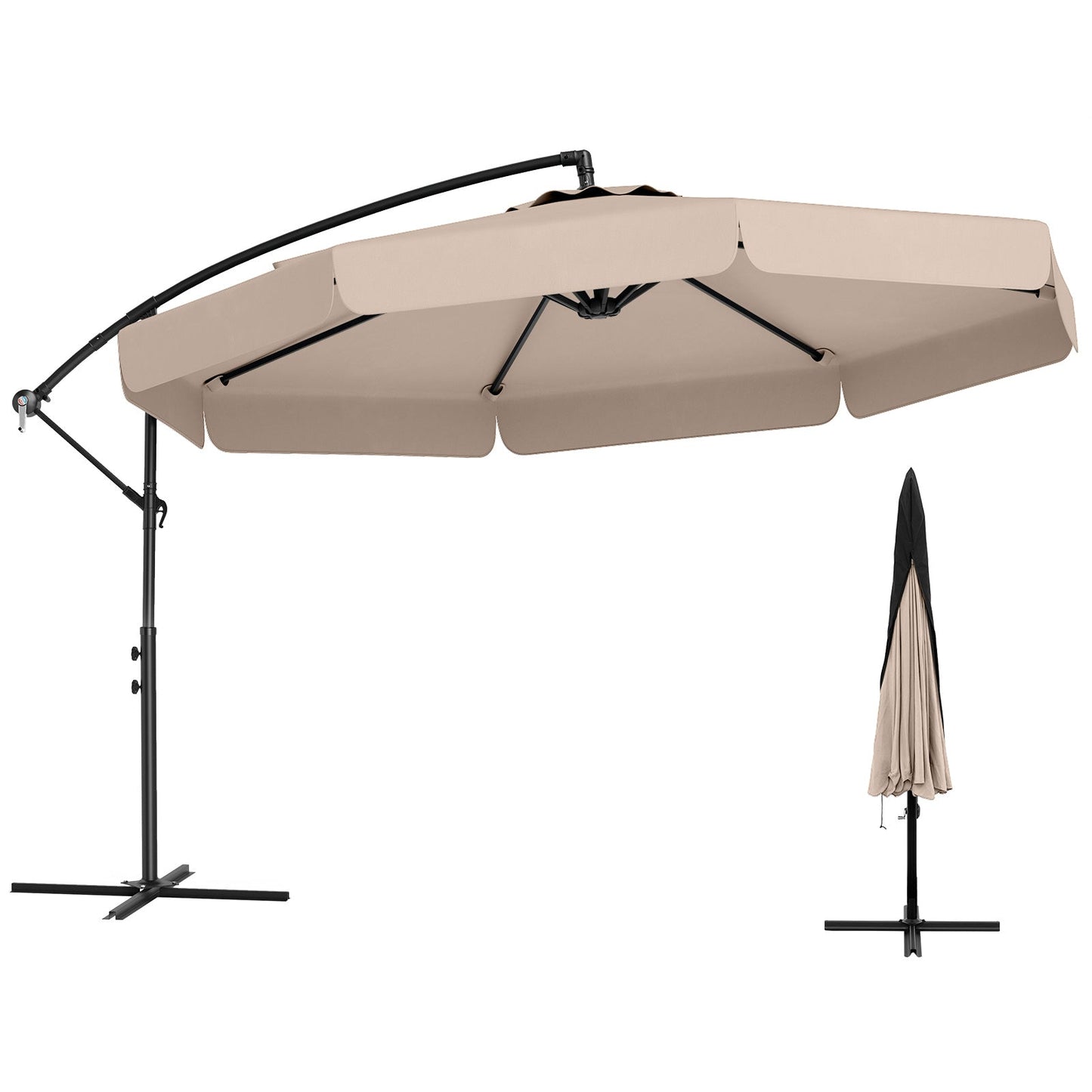 10 Feet Patio Cantilever Umbrella with Cover Tilt Adjustment and Ruffled Edge