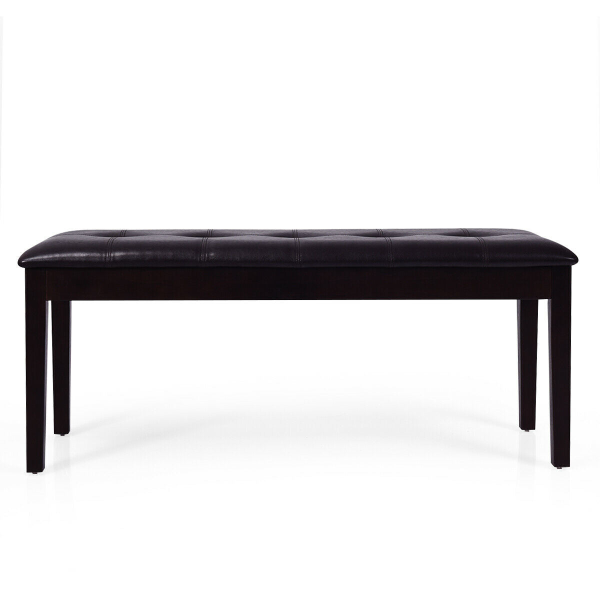Upholstered Dining Room PU Bench Solid Wood Button Tufted