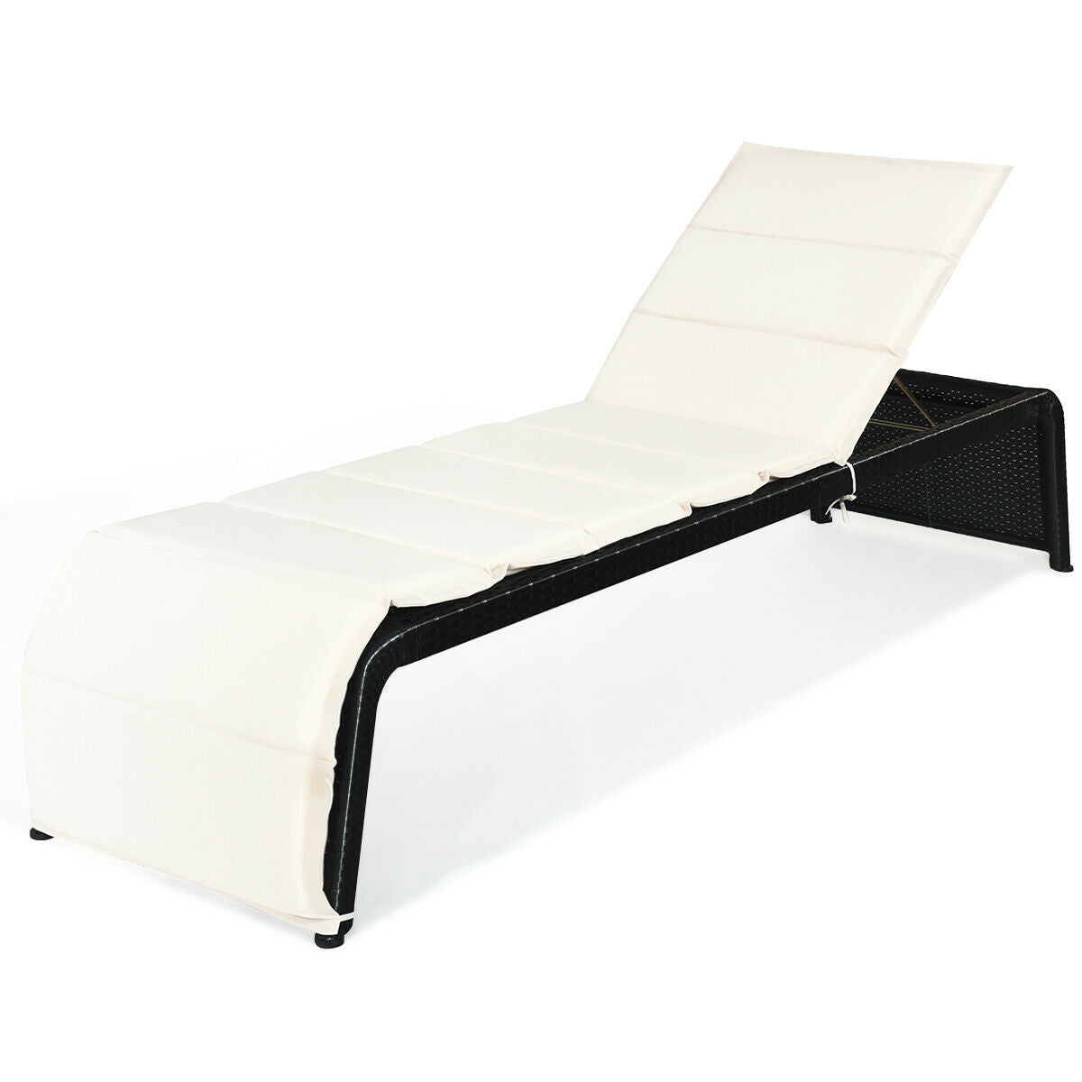 Adjustable Rattan Chaise Lounge Chair with Cushion