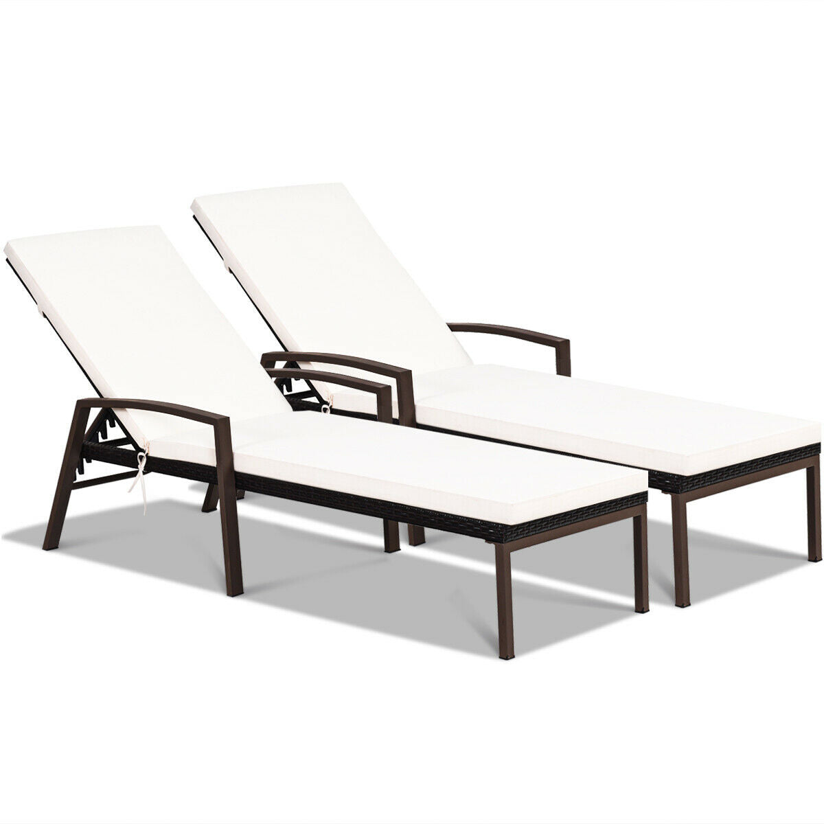 Adjustable Patio Chaise Lounge Chair Set with Cushions