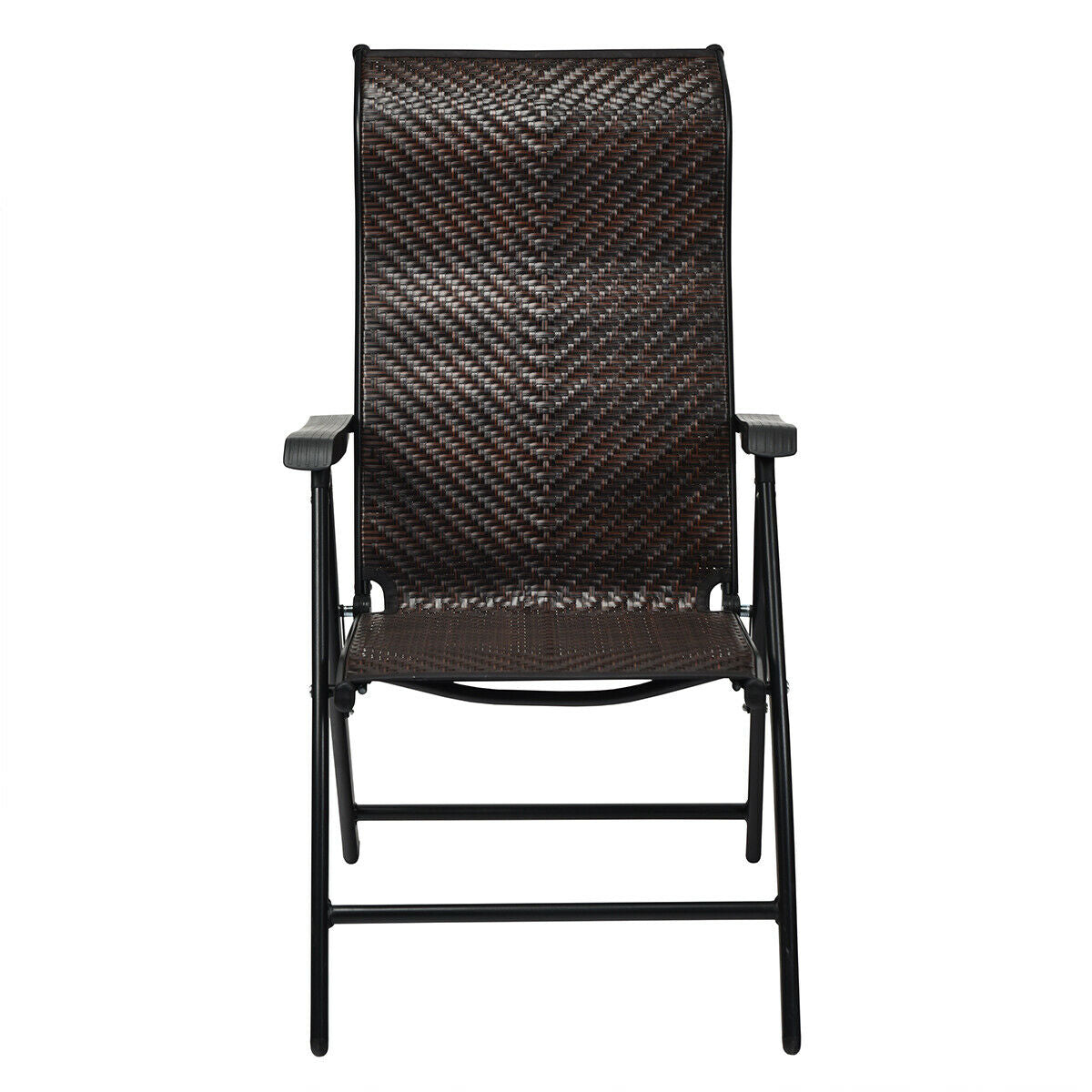 Folding Rattan Patio Chair with Adjustable Backrest
