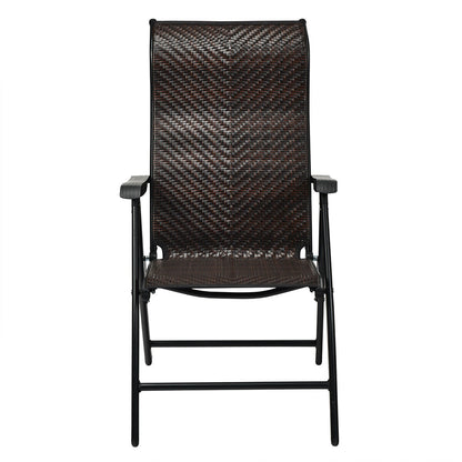 Folding Rattan Patio Chair with Adjustable Backrest