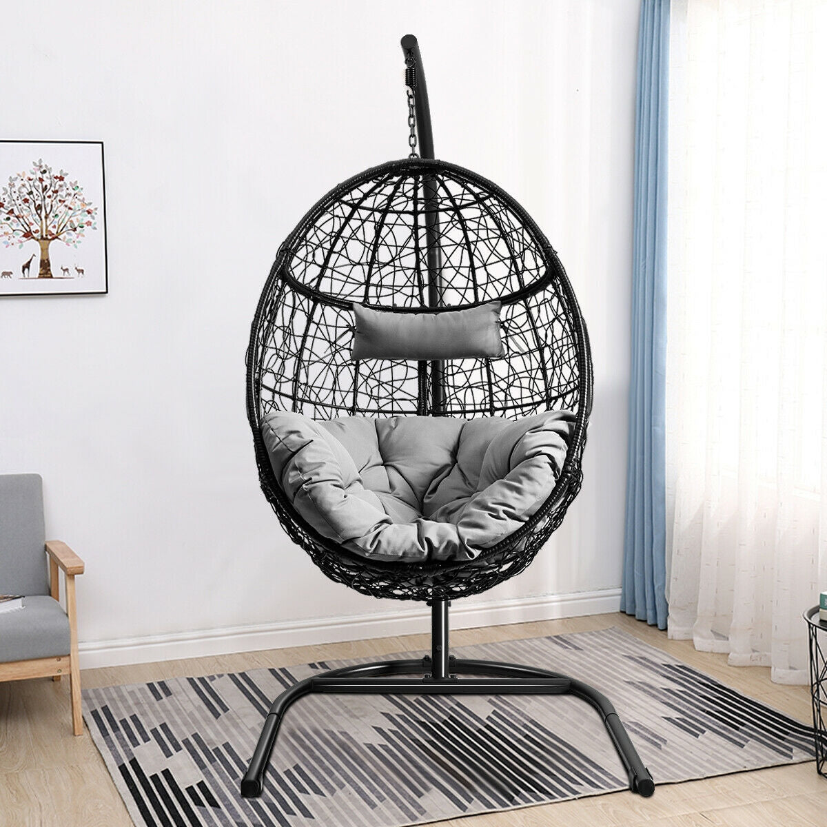Hanging Hammock Chair with Stand and Cushion