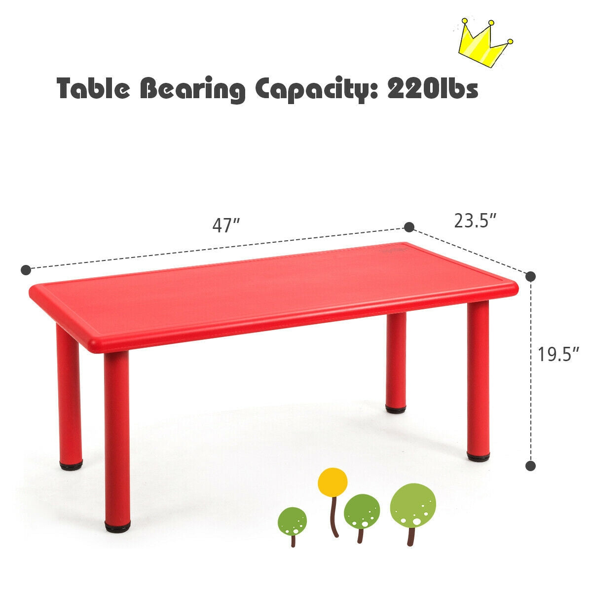 Kids Rectangular Plastic Activity Table for Learning & Play