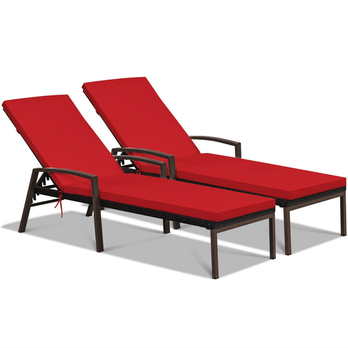 Adjustable Patio Chaise Lounge Chair Set with Cushions