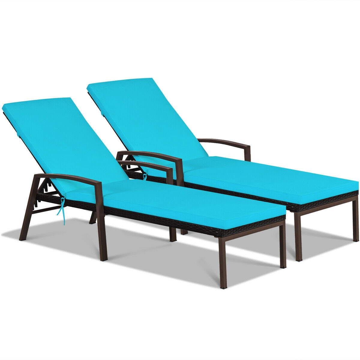 Adjustable Patio Chaise Lounge Chair Set with Cushions
