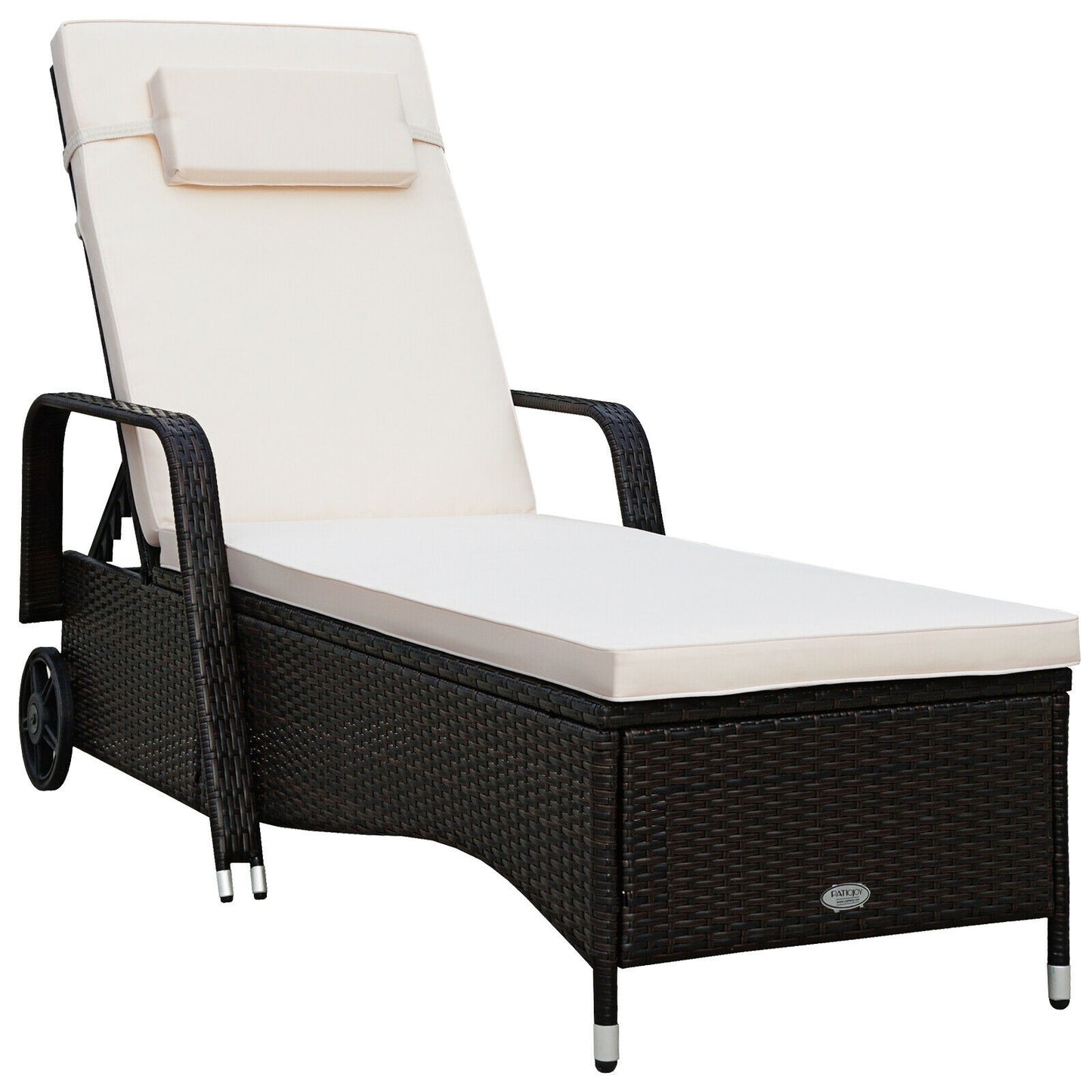 Adjustable Chaise Lounge with Cushion and Wheels
