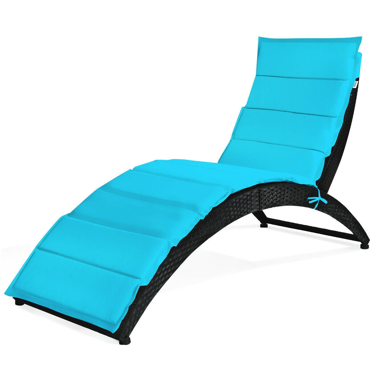 Folding Rattan Lounge Chair with Cushion - Outdoor Patio