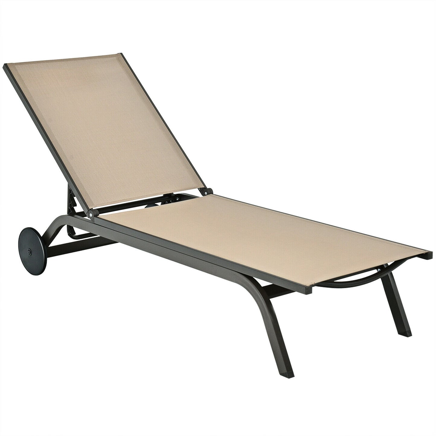 Adjustable Outdoor Chaise Lounge Chair with Wheels