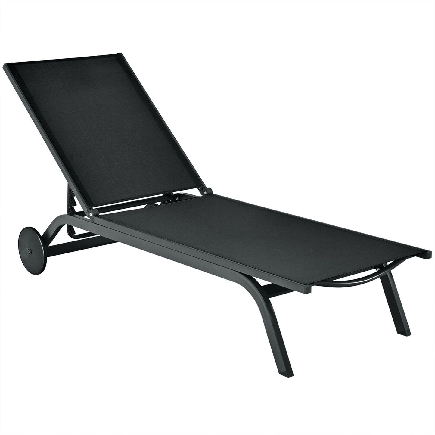 Adjustable Outdoor Chaise Lounge Chair with Wheels