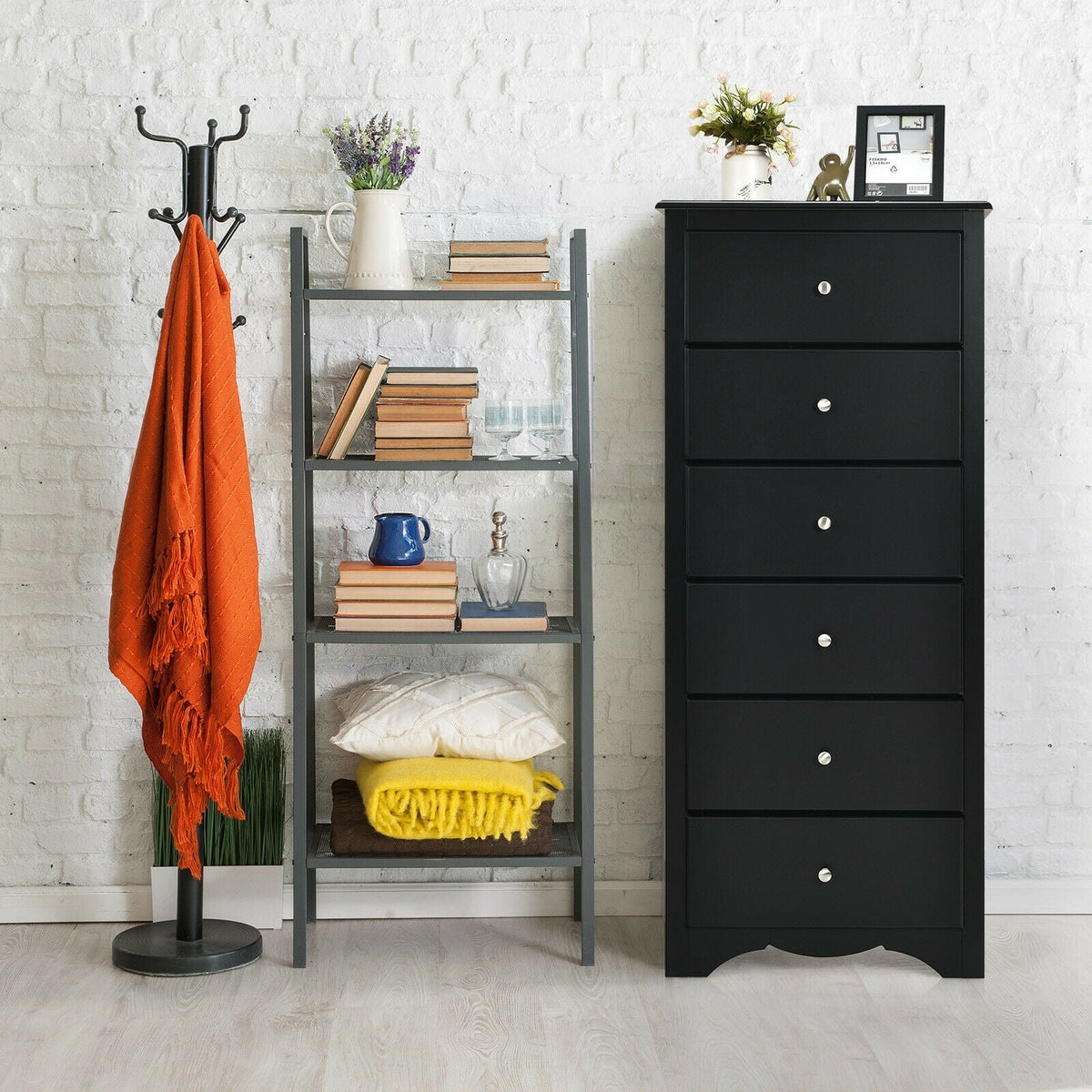 6 Drawers Chest Dresser Clothes Storage Bedroom Furniture Cabinet