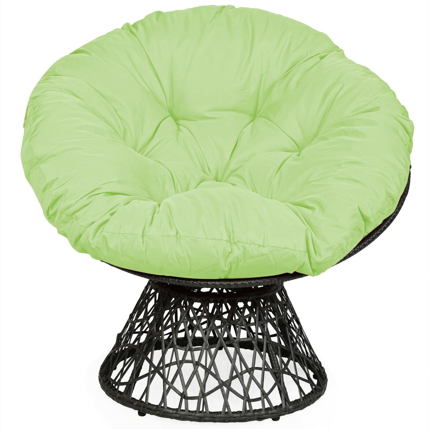 Rattan Papasan Chair with 360° Swivel and Cushion