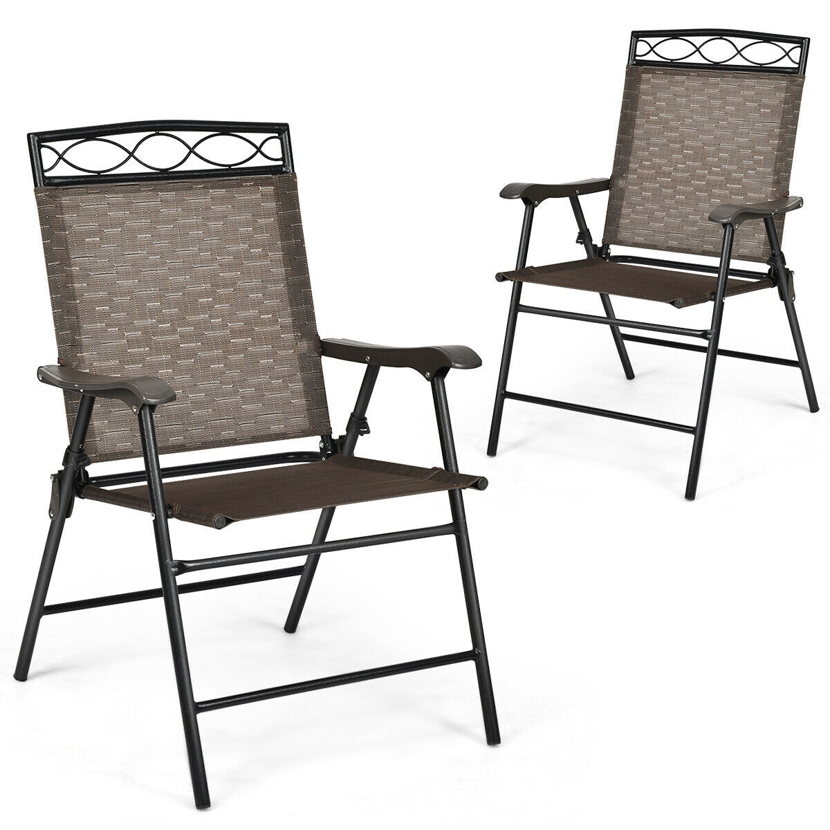 Folding Patio Dining Chairs Set of 2 with Armrests