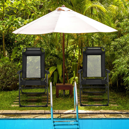 Adjustable Folding Patio Chairs with Headrest, Set of 4