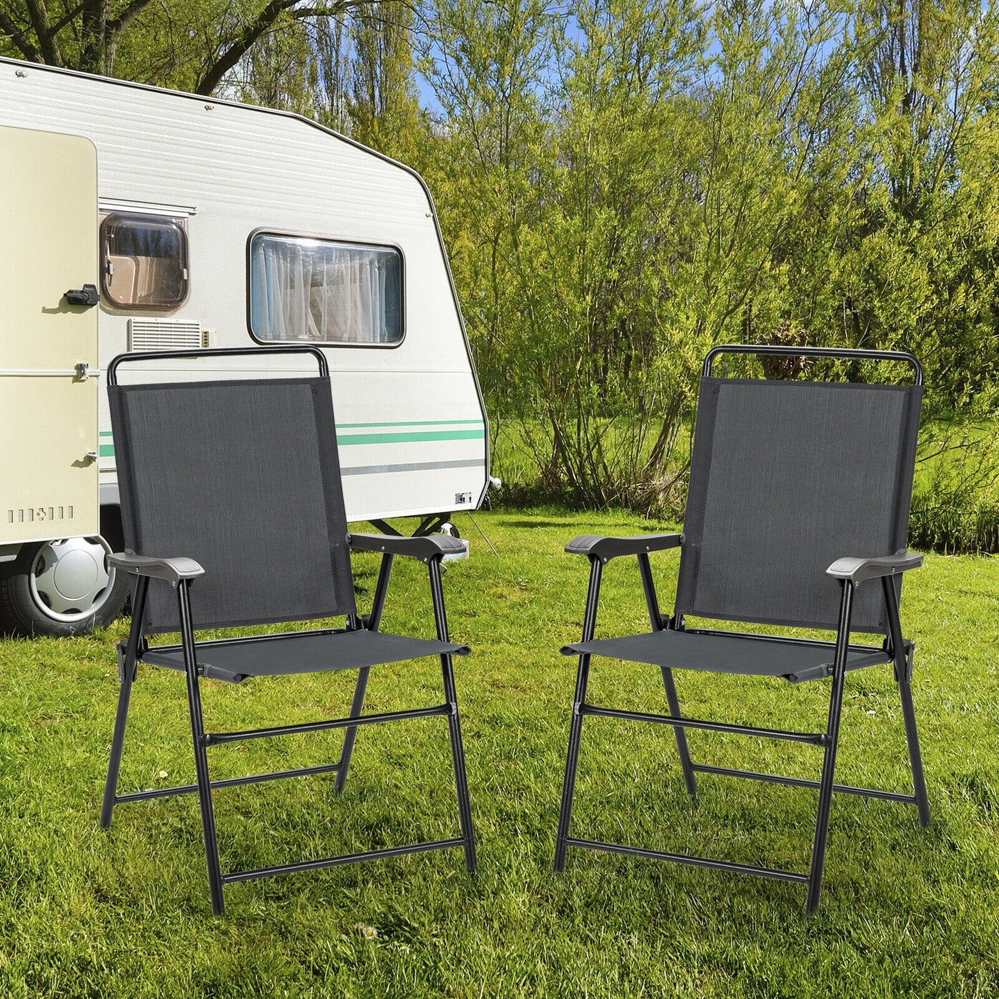 Folding Patio Dining Chairs Set of 4 with Armrests