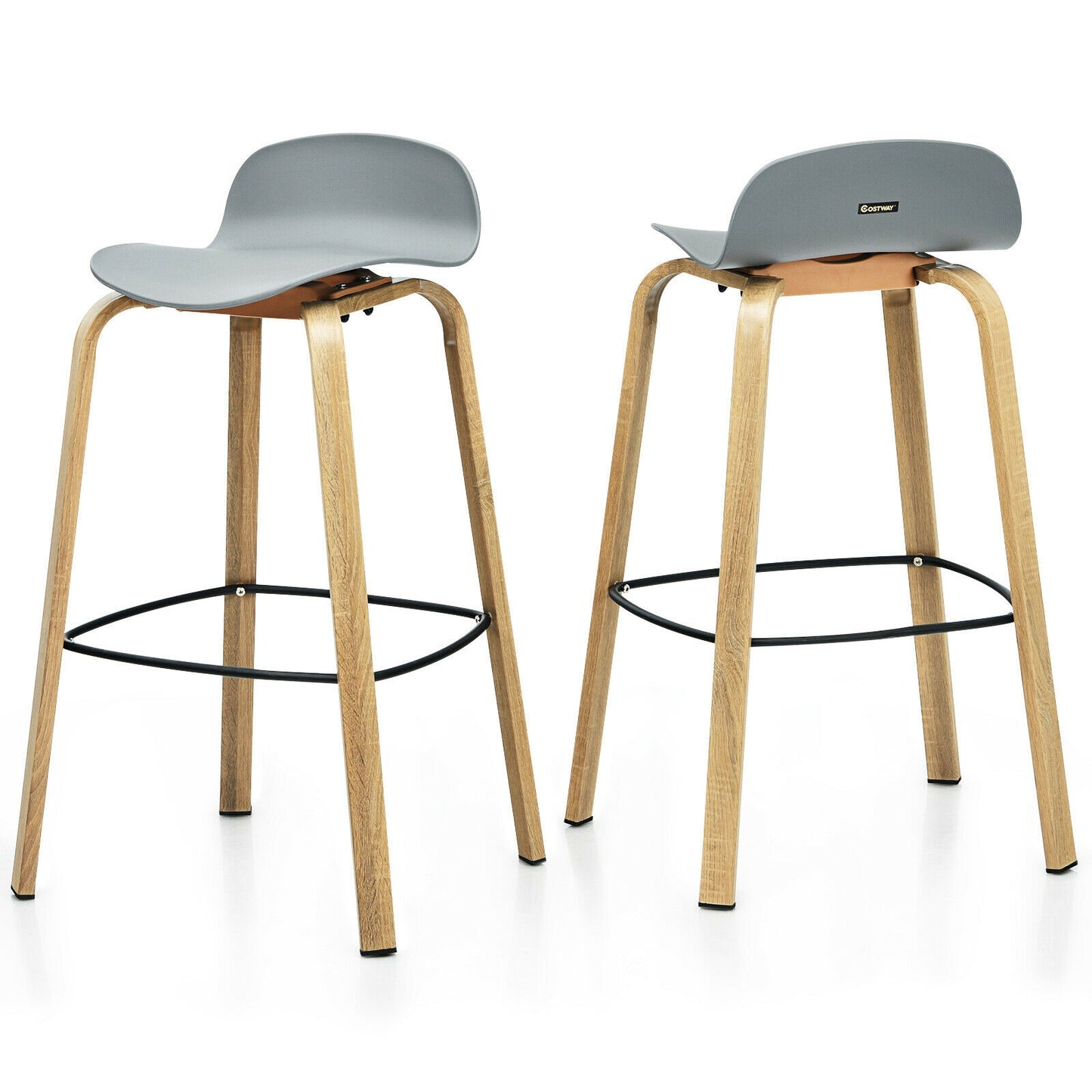 Modern Low Back Bar Stools Set of 2 with Metal Legs