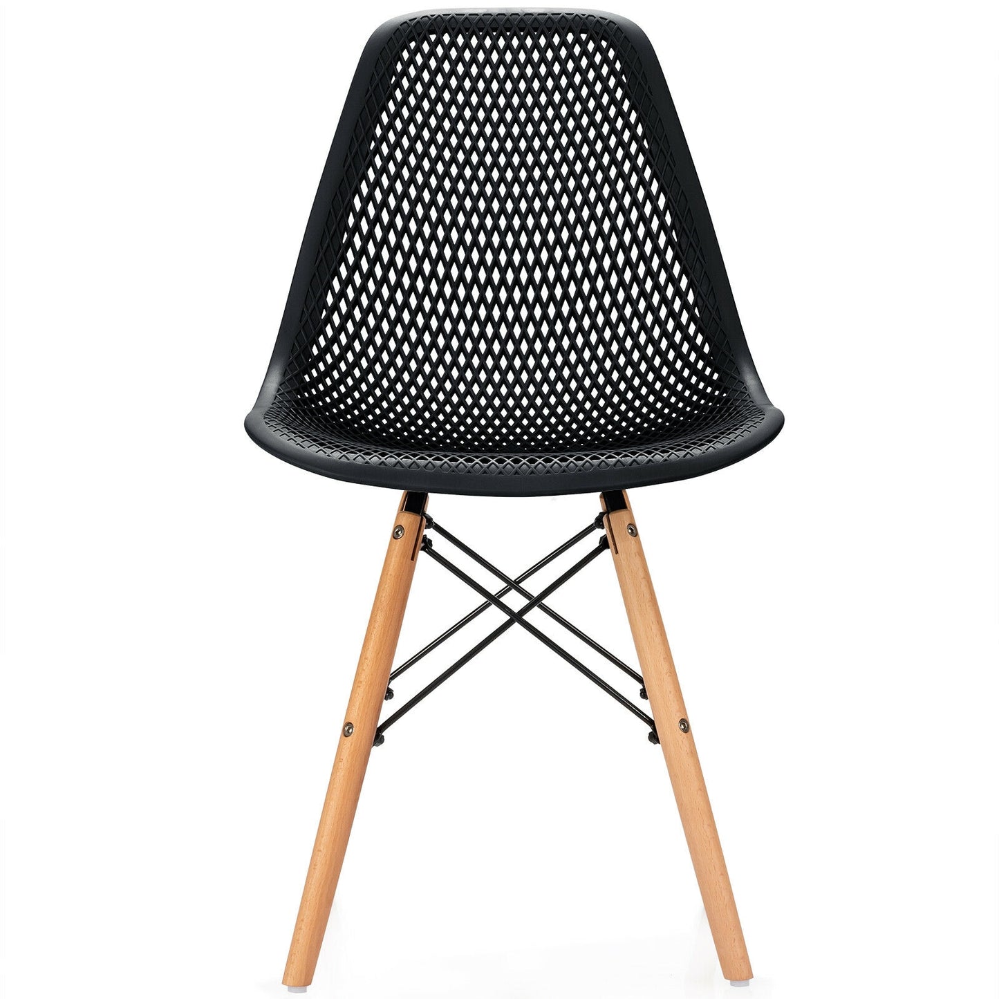 Modern Hollow Dining Chairs Set of 4 with Wood Legs