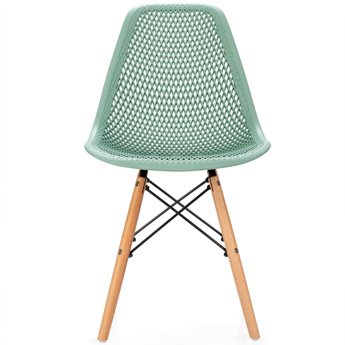 Modern Hollow Dining Chairs Set of 4 with Wood Legs