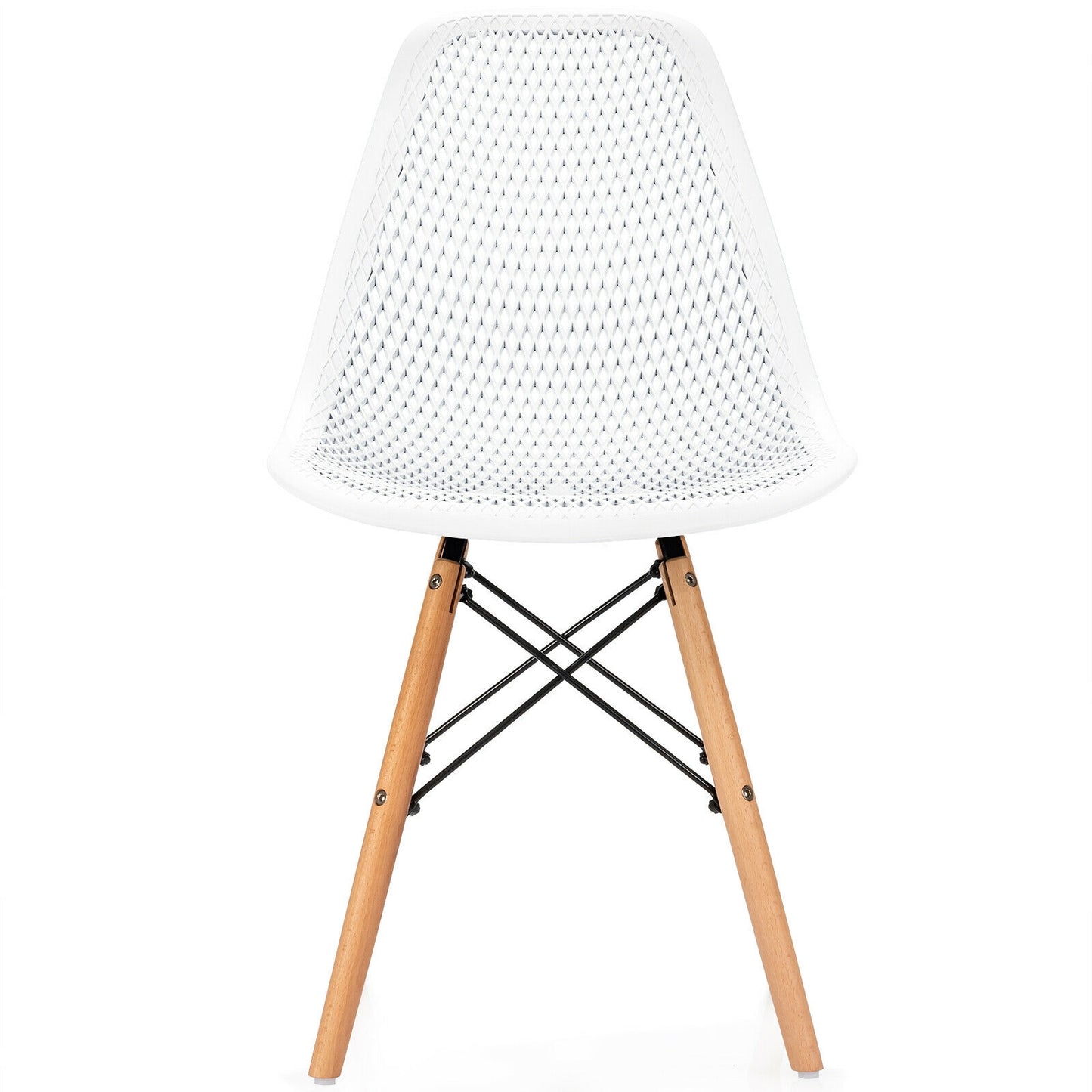 Modern Hollow Dining Chairs Set of 4 with Wood Legs