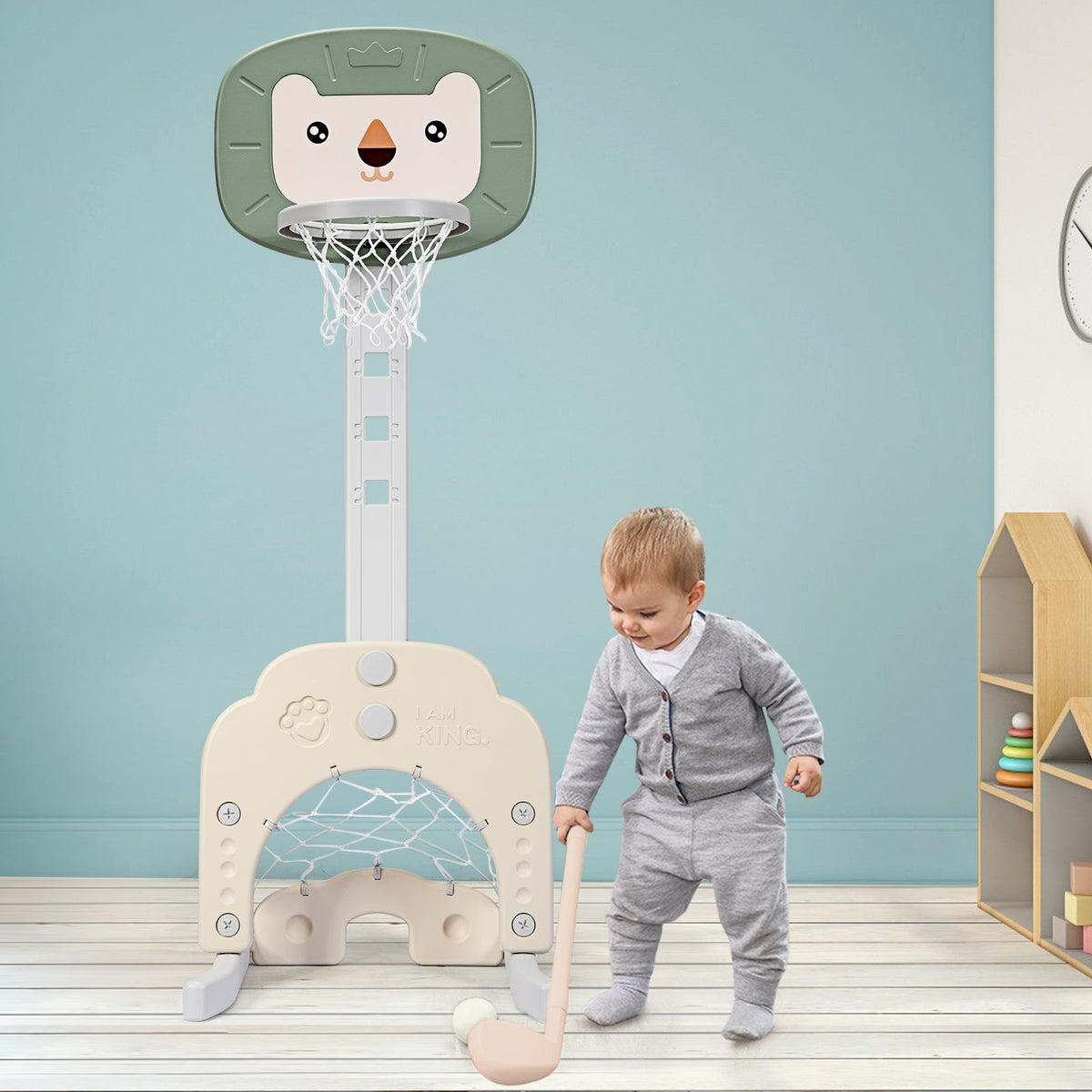 3-in-1 Adjustable Kids Basketball Hoop Sports Set
